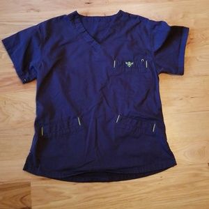 Med couture navy scrub top S